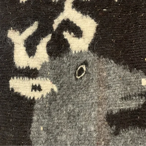 Vintage Peruvian Reindeer Alpaca Wool Small Rug